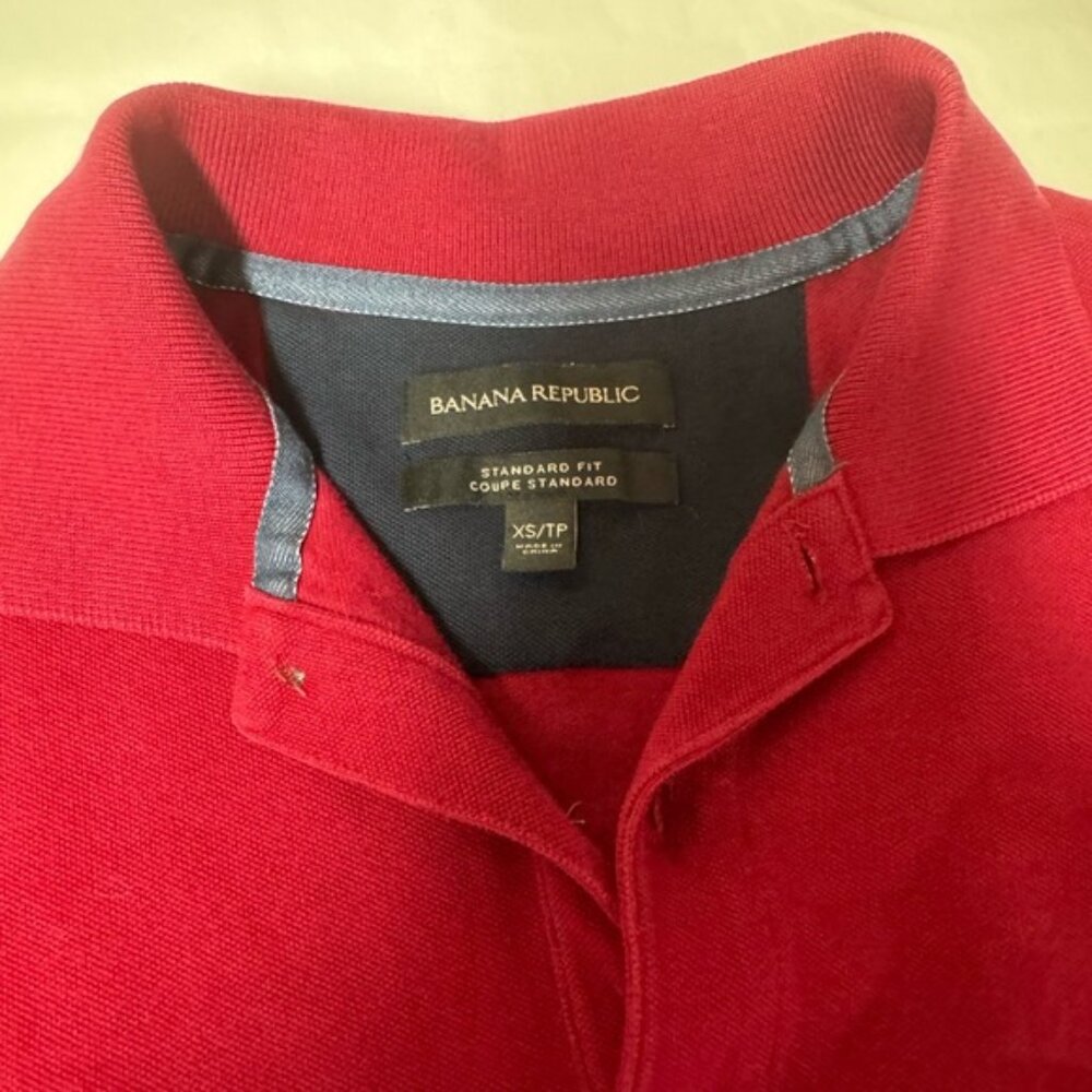 Banana Republic Polo Shirt Standard Fit Burgundy XS - Picture 2 of 3